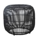 Round Black Rattan Stool
